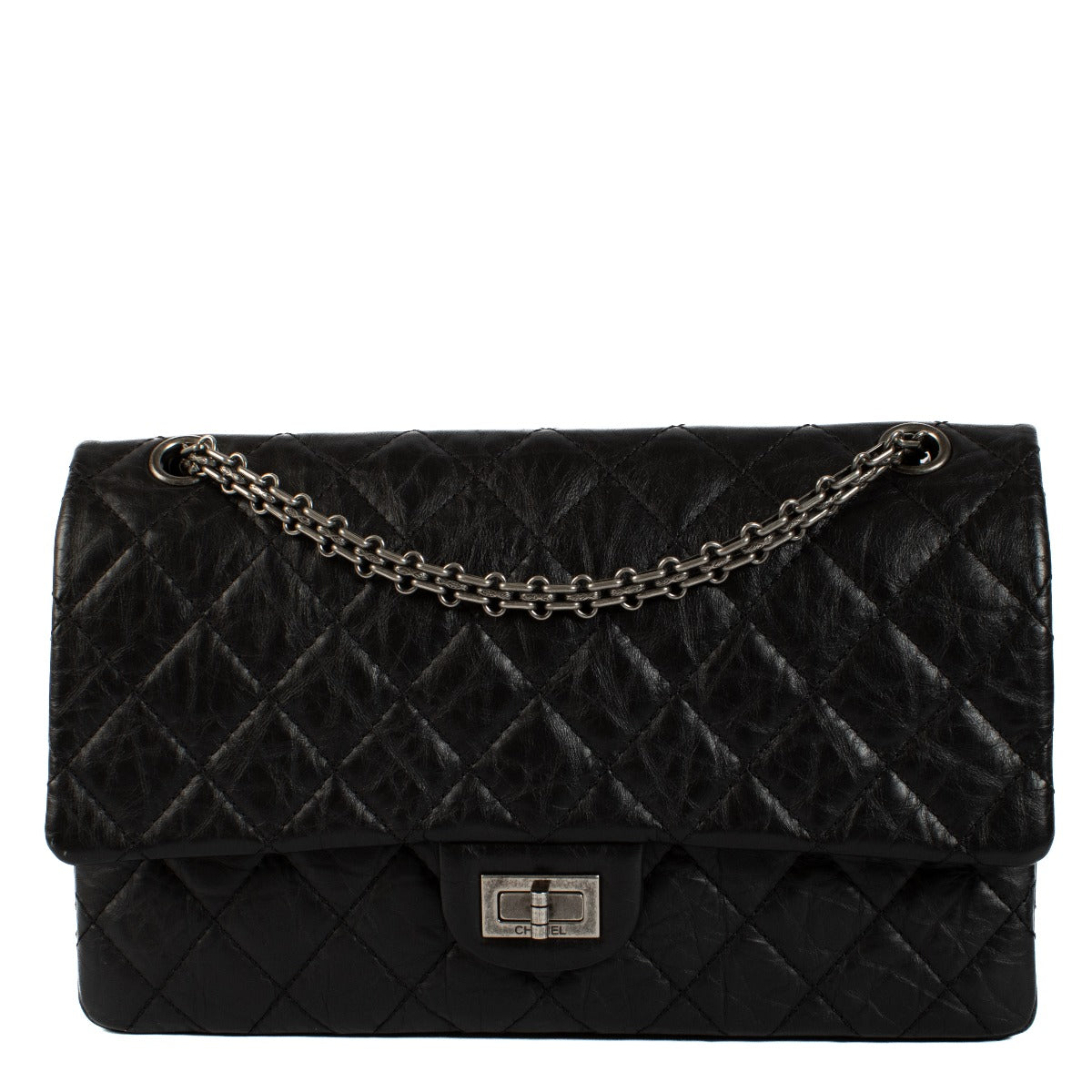 Shop safe online at Labellov in Antwerp, Brussels and Knokke this 100% authentic second hand Chanel Black Calfskin Large Reissue 2.55 Flap Bag