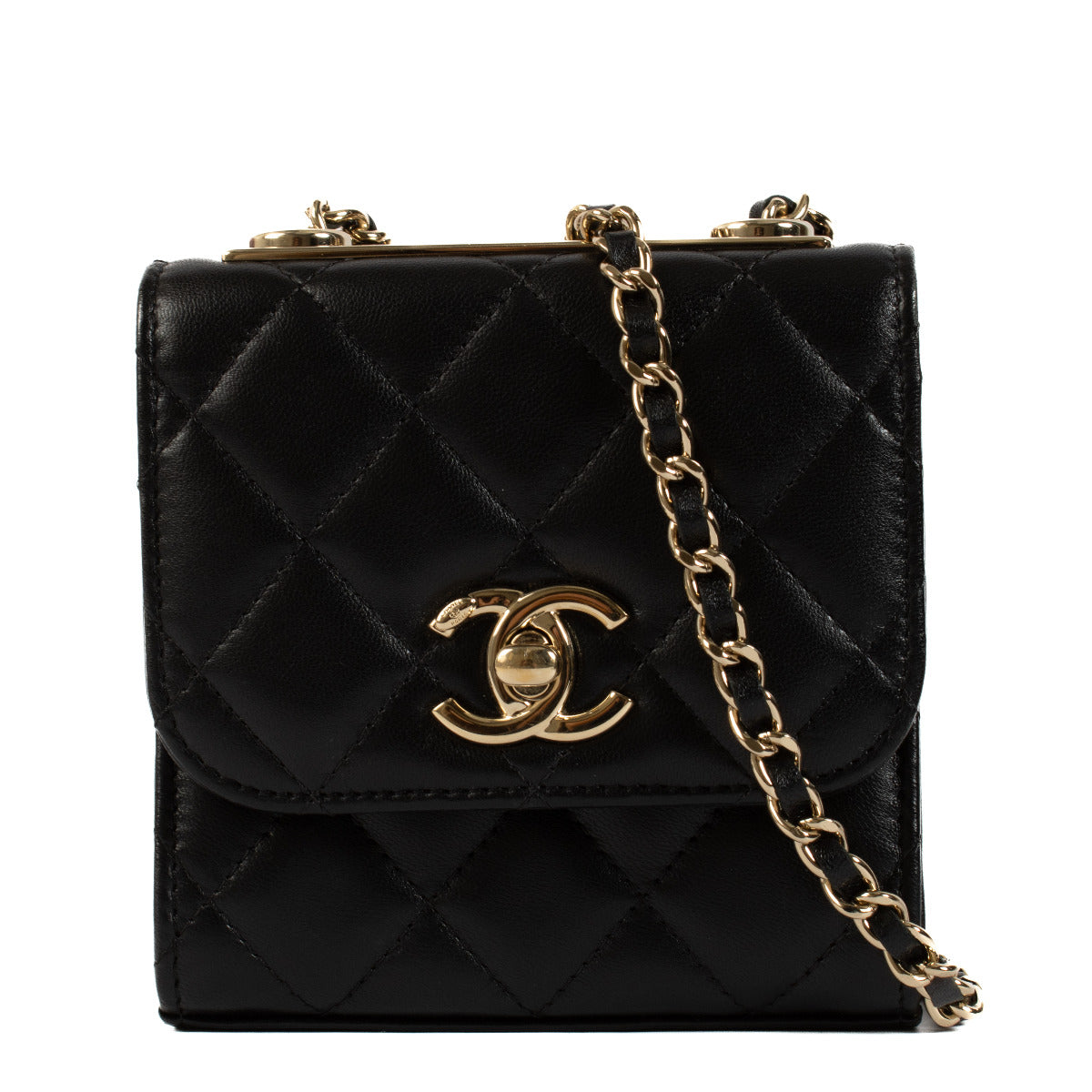 Chanel Black Lambskin Trendy CC Clutch with Chain