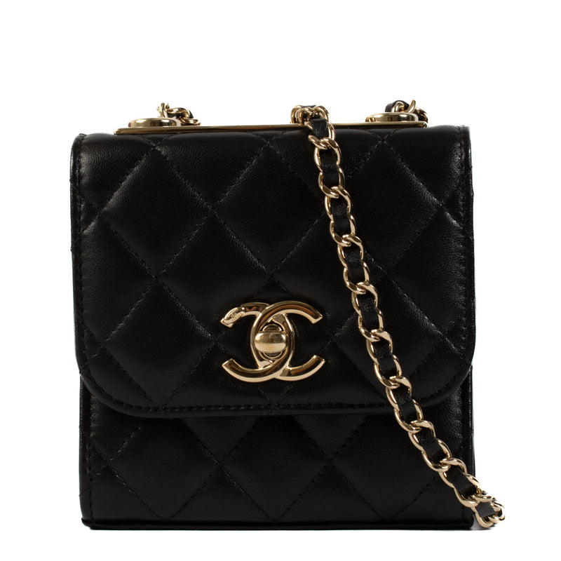 Chanel Black Lambskin Trendy CC Clutch with Chain