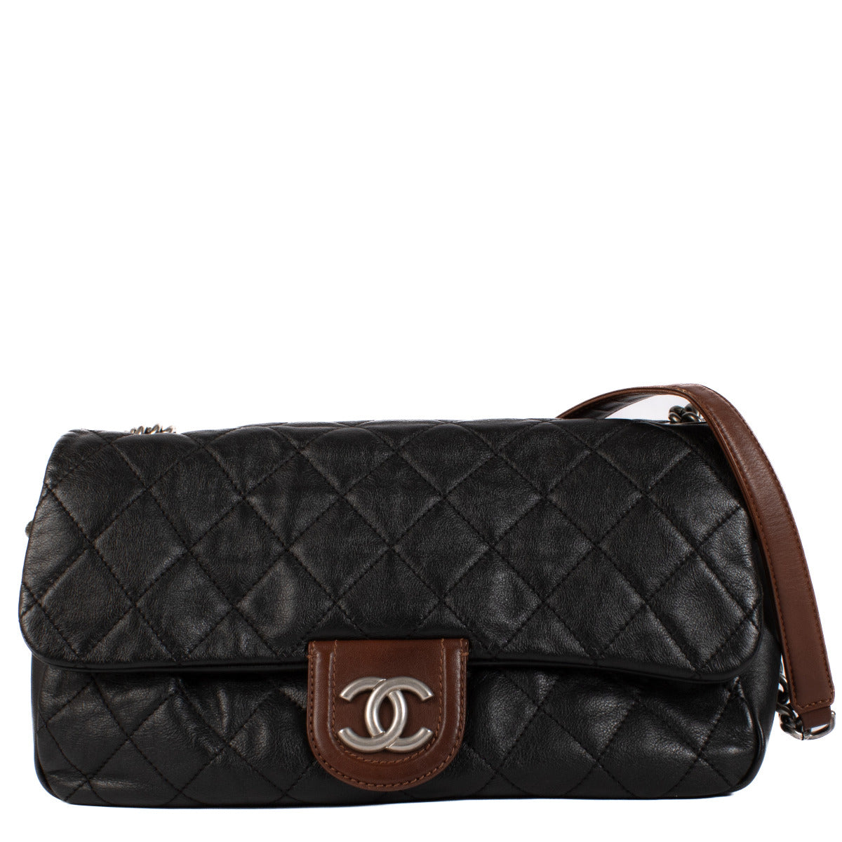 Chanel Bicolor Black and Brown Calfskin Flap Bag