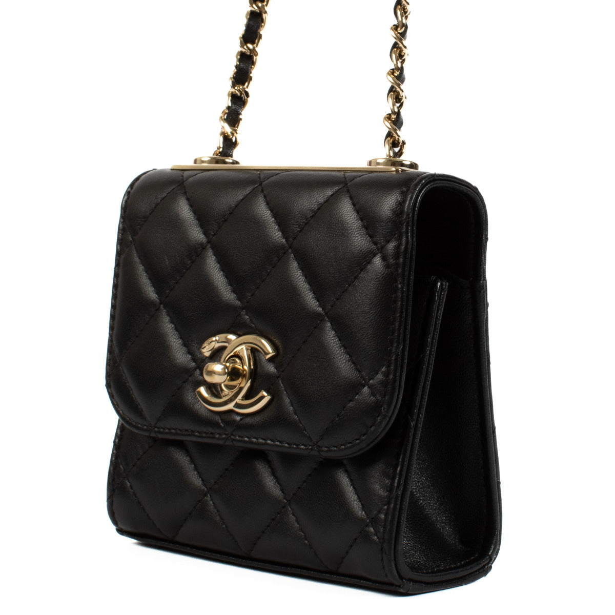 Pochette Chanel Trendy CC en agneau noir avec chaîne
