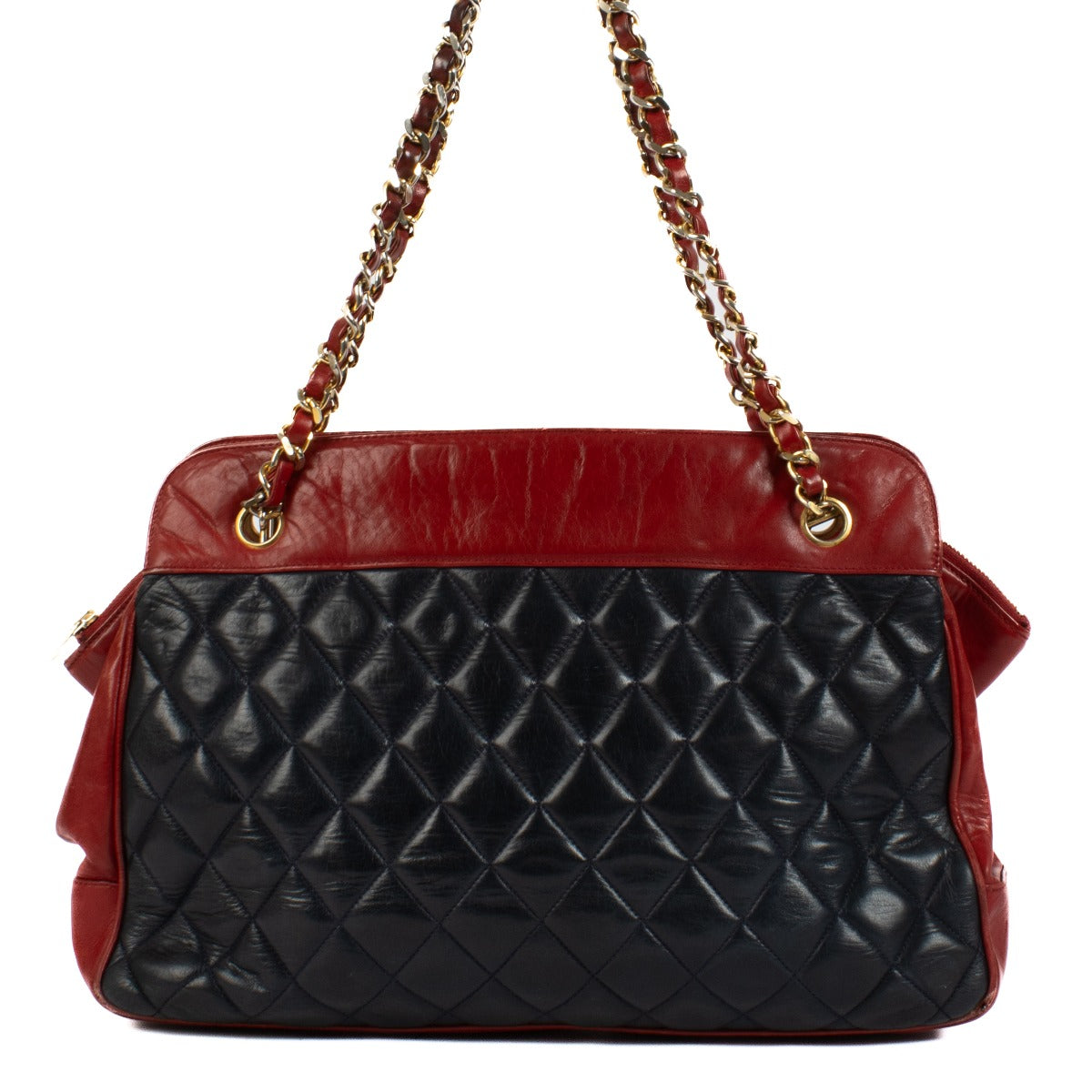 Chanel Blue/Red Quilted Lambskin Vintage Tote Bag