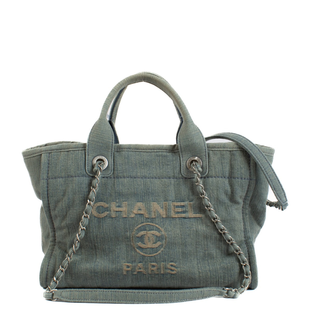 Shop 100% authentic secondhand CChanel 23S Blue Denim Small Deauville Bag on Labellov.com