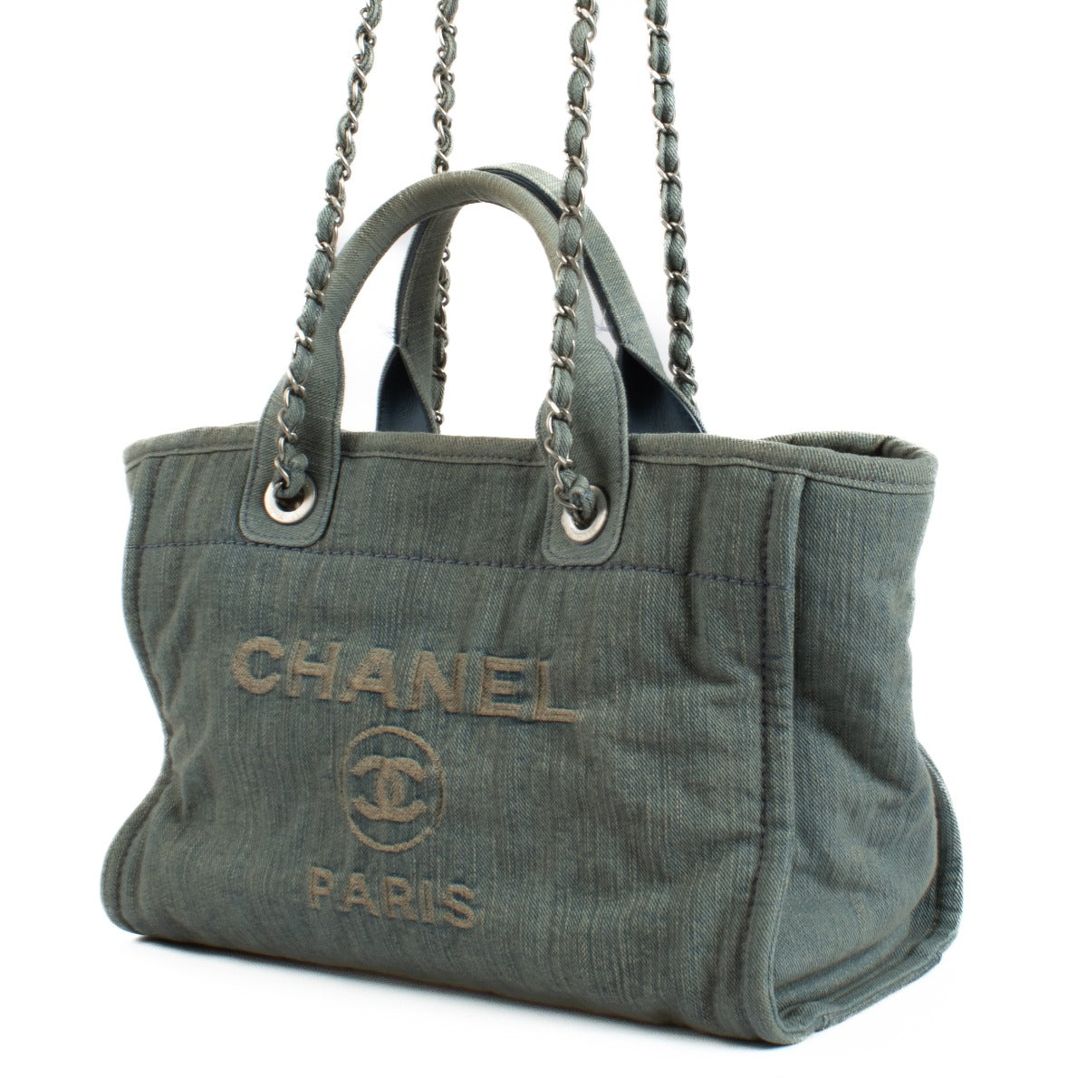 Shop 100% authentic secondhand CChanel 23S Blue Denim Small Deauville Bag on Labellov.com