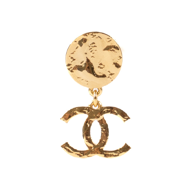Chanel 24C Gold-Tone CC Pendant Earrings