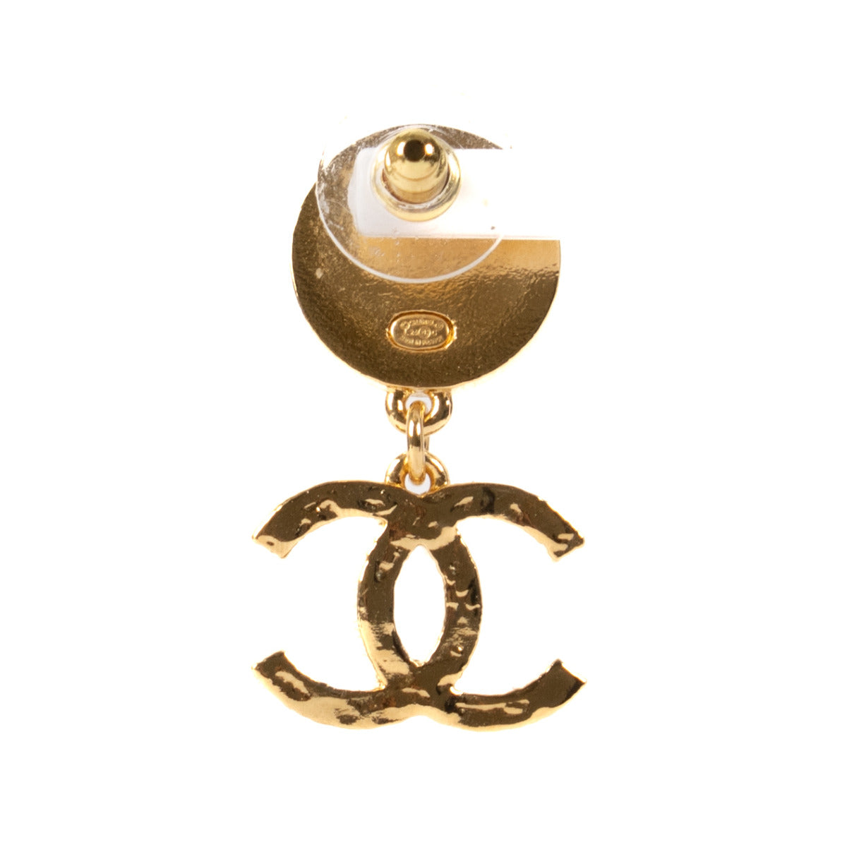 Chanel 24C Gold-Tone CC Pendant Earrings