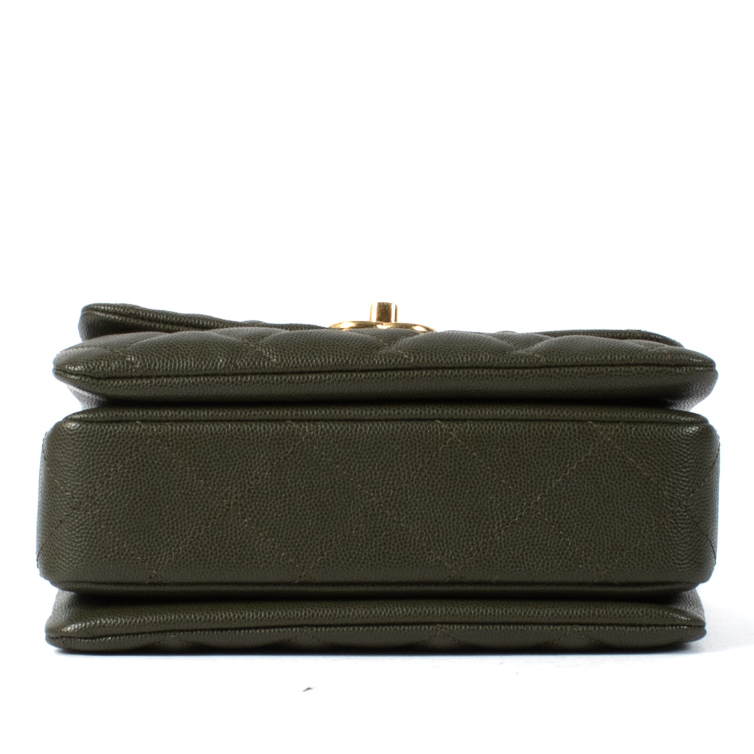 Chanel 22K Khaki Caviar Leather Coco First Flap Bag