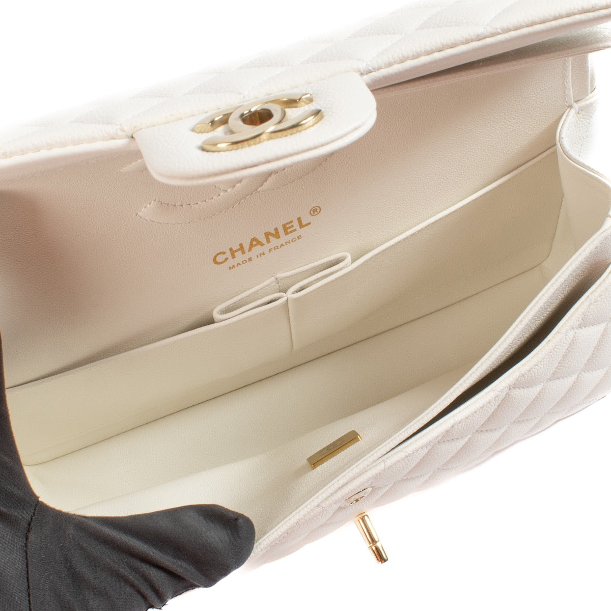 shop 100% authentic second hand Chanel White Caviar Medium Classic 11.12 Bag on Labellov.com