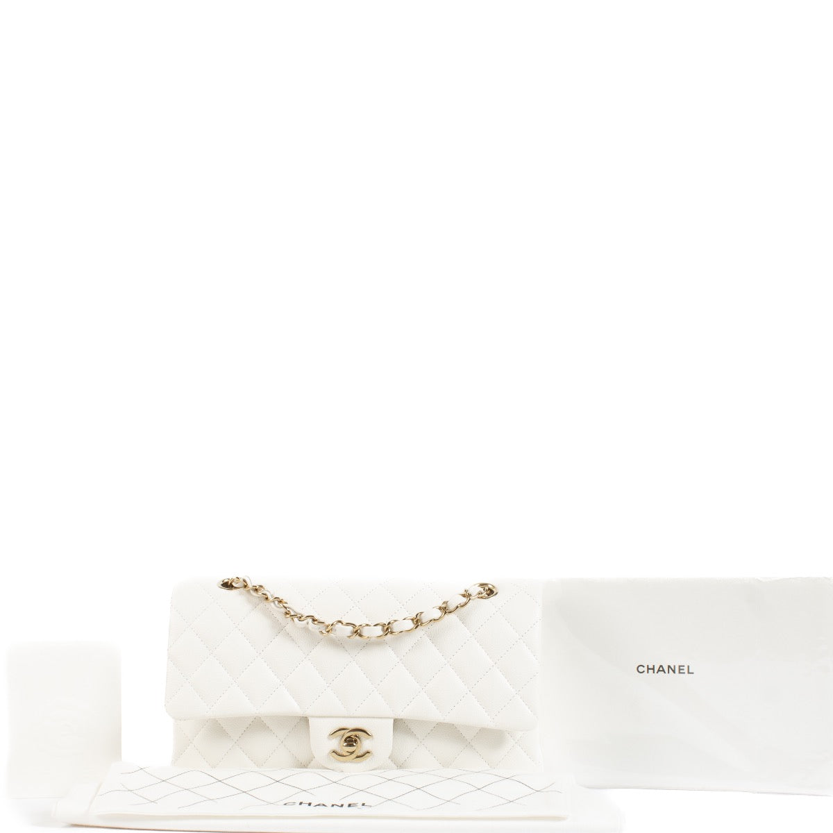 shop 100% authentic second hand Chanel White Caviar Medium Classic 11.12 Bag on Labellov.com