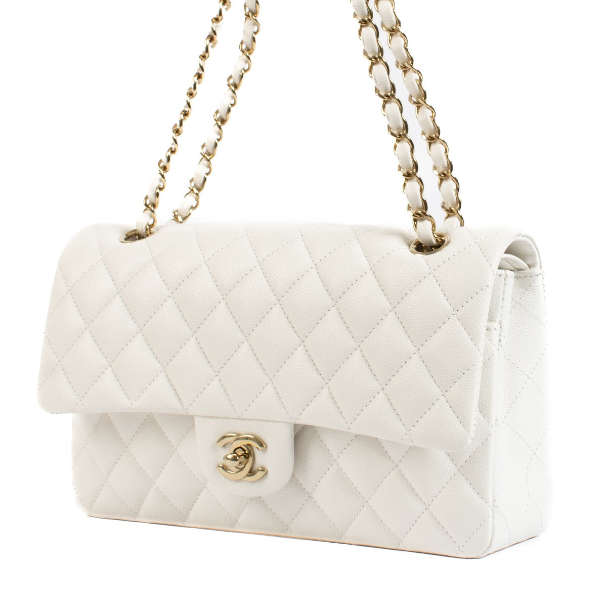 shop 100% authentic second hand Chanel White Caviar Medium Classic 11.12 Bag on Labellov.com