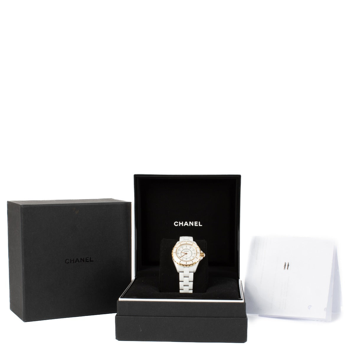 Shop 100% authentic Chanel White Watch J12 diamand + 18Kt gold - 33mm at Labellov.com.