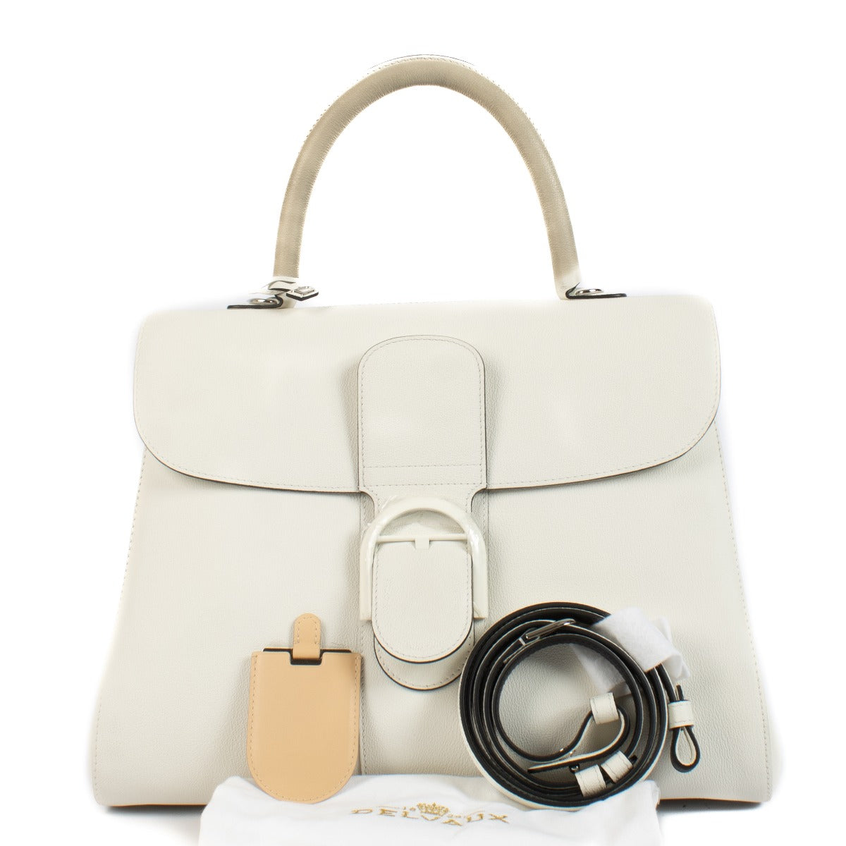 Shop safe online at Labellov in Antwerp, Brussels and Knokke this 100% authentic second hand Delvaux Black & White Brillant GM Bag