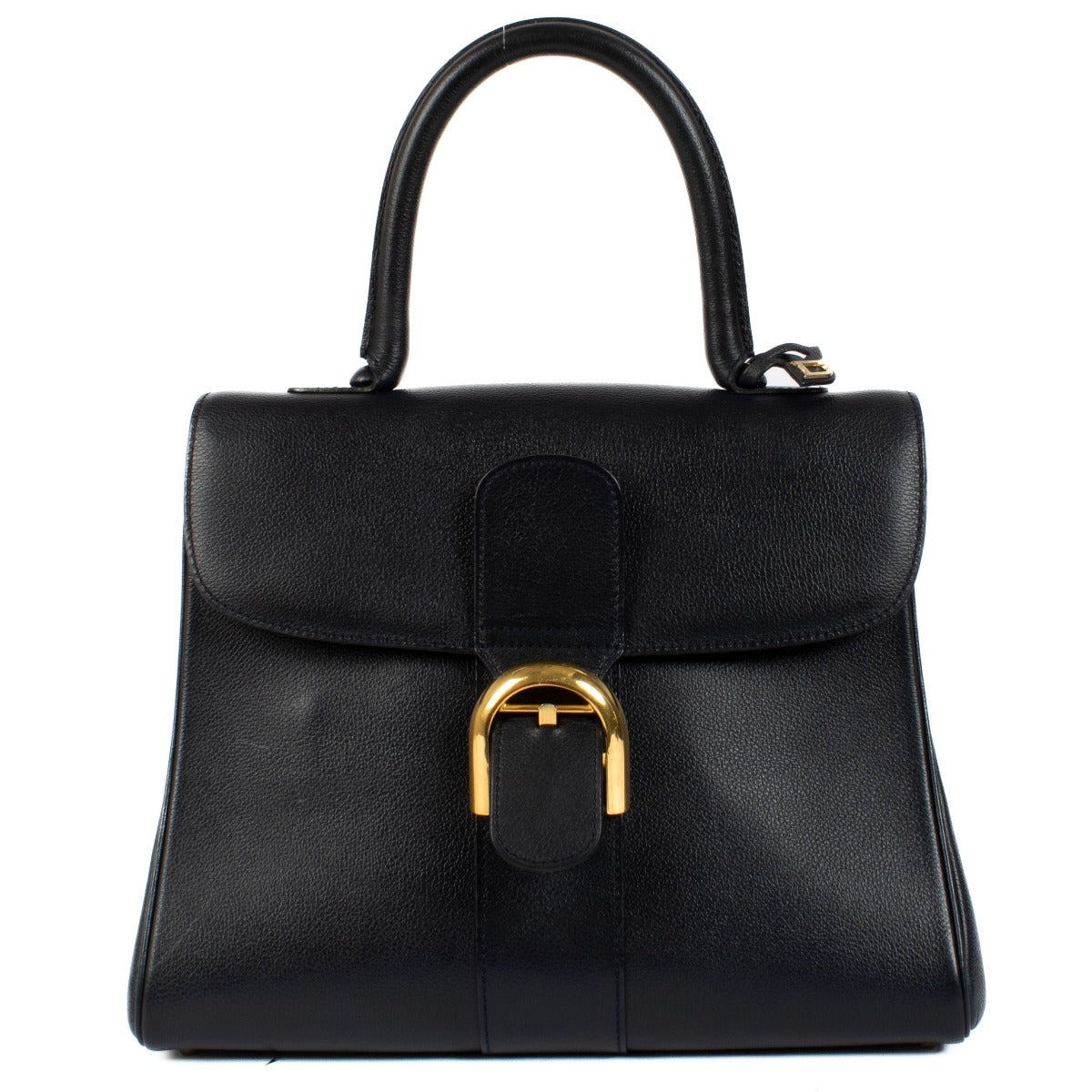 Delvaux Blue Grained Leather Brillant MM Bag