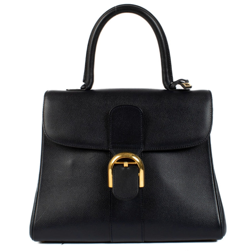 Delvaux Blue Grained Leather Brillant MM Bag