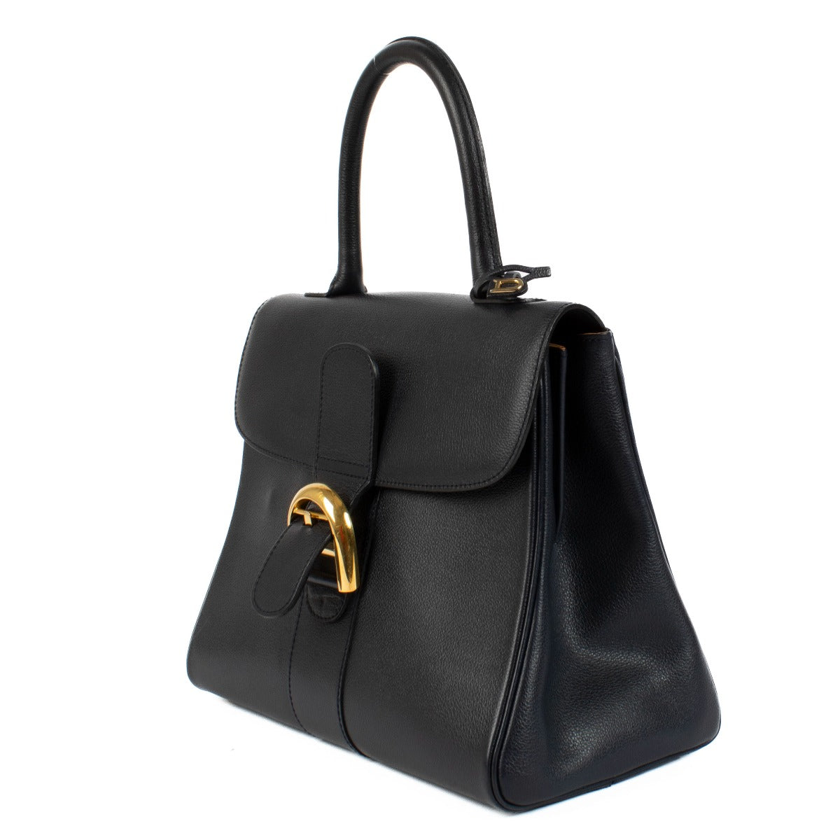 Shop safe online at Labellov in Antwerp, Brussels and Knokke this 100% authentic second hand Delvaux Blue Grained Leather Brillant MM Bag