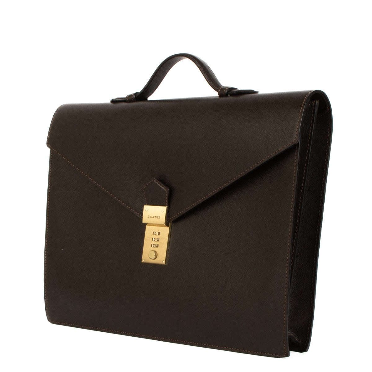 Shop safe online at Labellov in Antwerp, Brussels and and Knokke this 100% authentic second hand Delvaux Brown Leather Briefcase