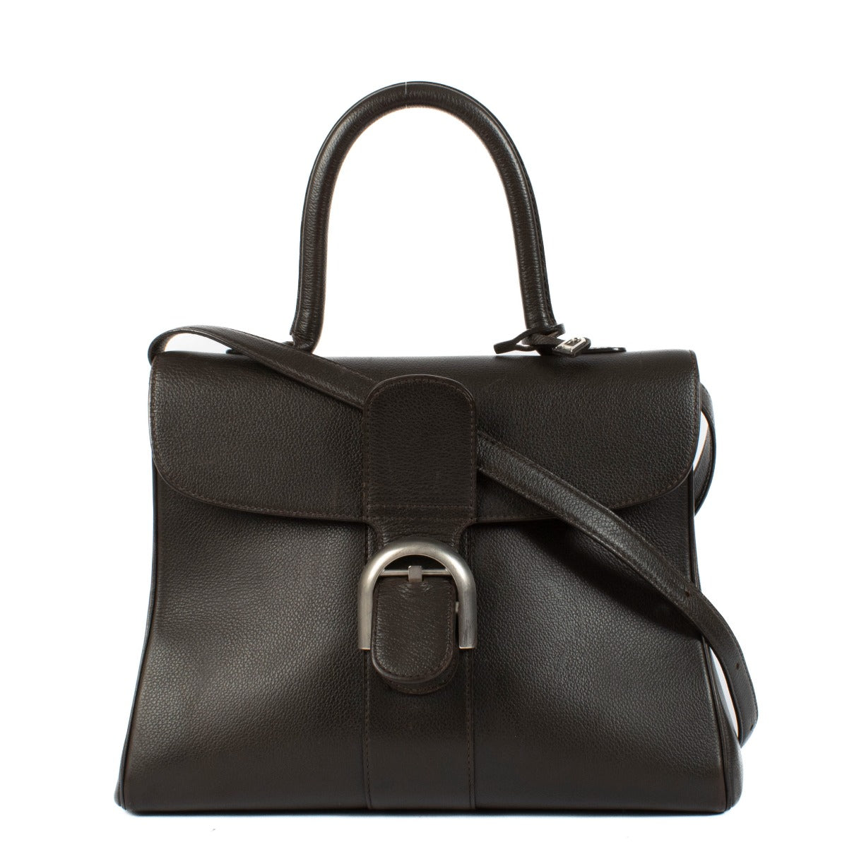 Delvaux Brown Grained Leather Brillant MM Bag