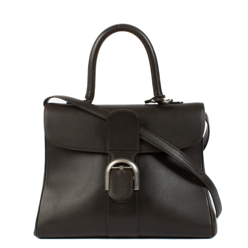 Delvaux Brown Grained Leather Brillant MM Bag