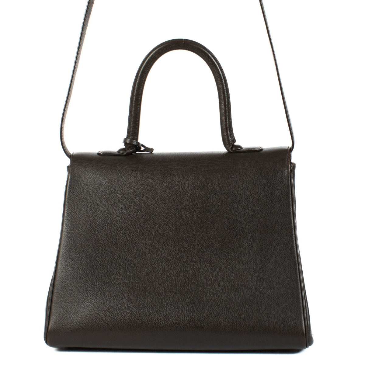 Delvaux Brown Grained Leather Brillant MM Bag