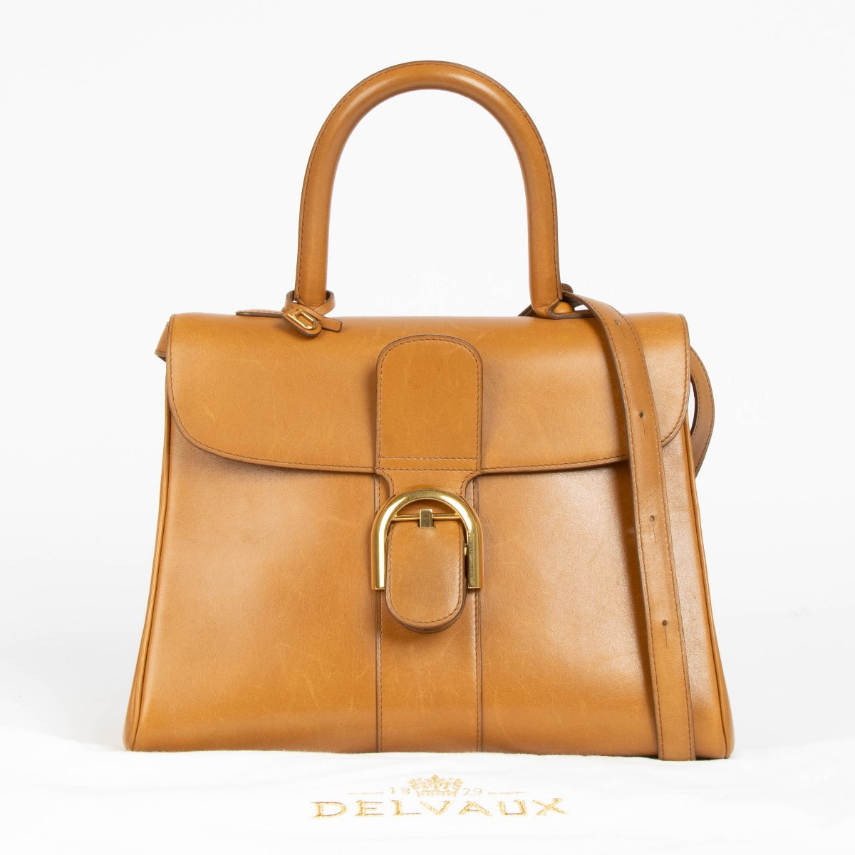 Shop this 100% authentic Delvaux Cognac Brillant MM with Gold Hardware at Labellov.com