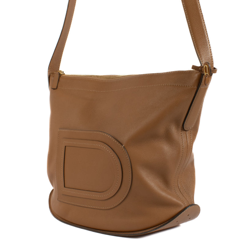 Delvaux Le Pin Baudrier Camel Leather Crossbody Bag