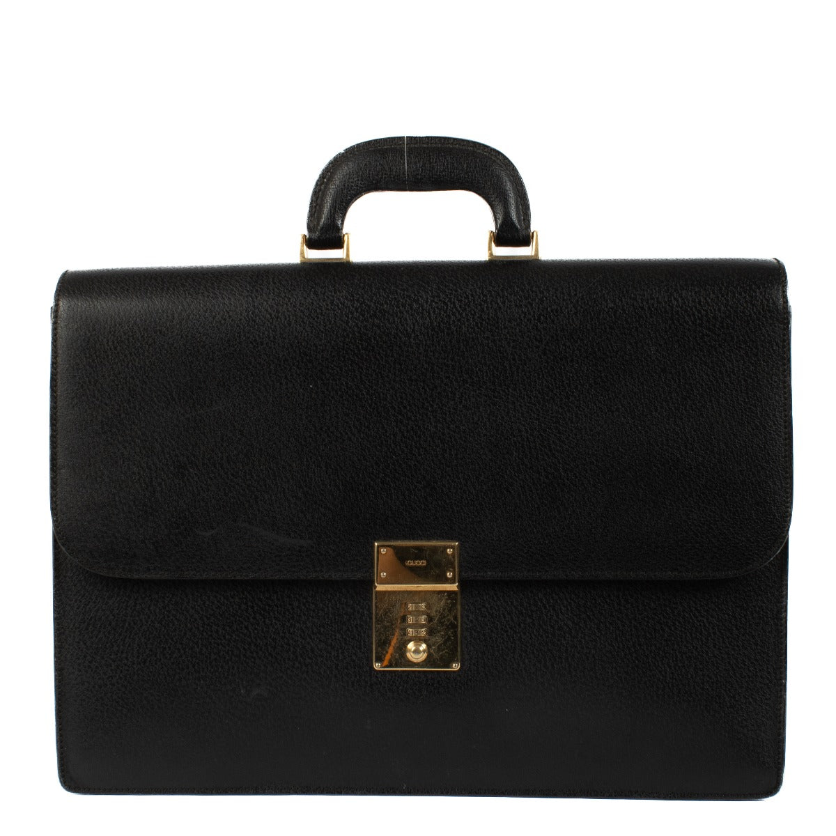 Gucci Black Leather Vintage Briefcase