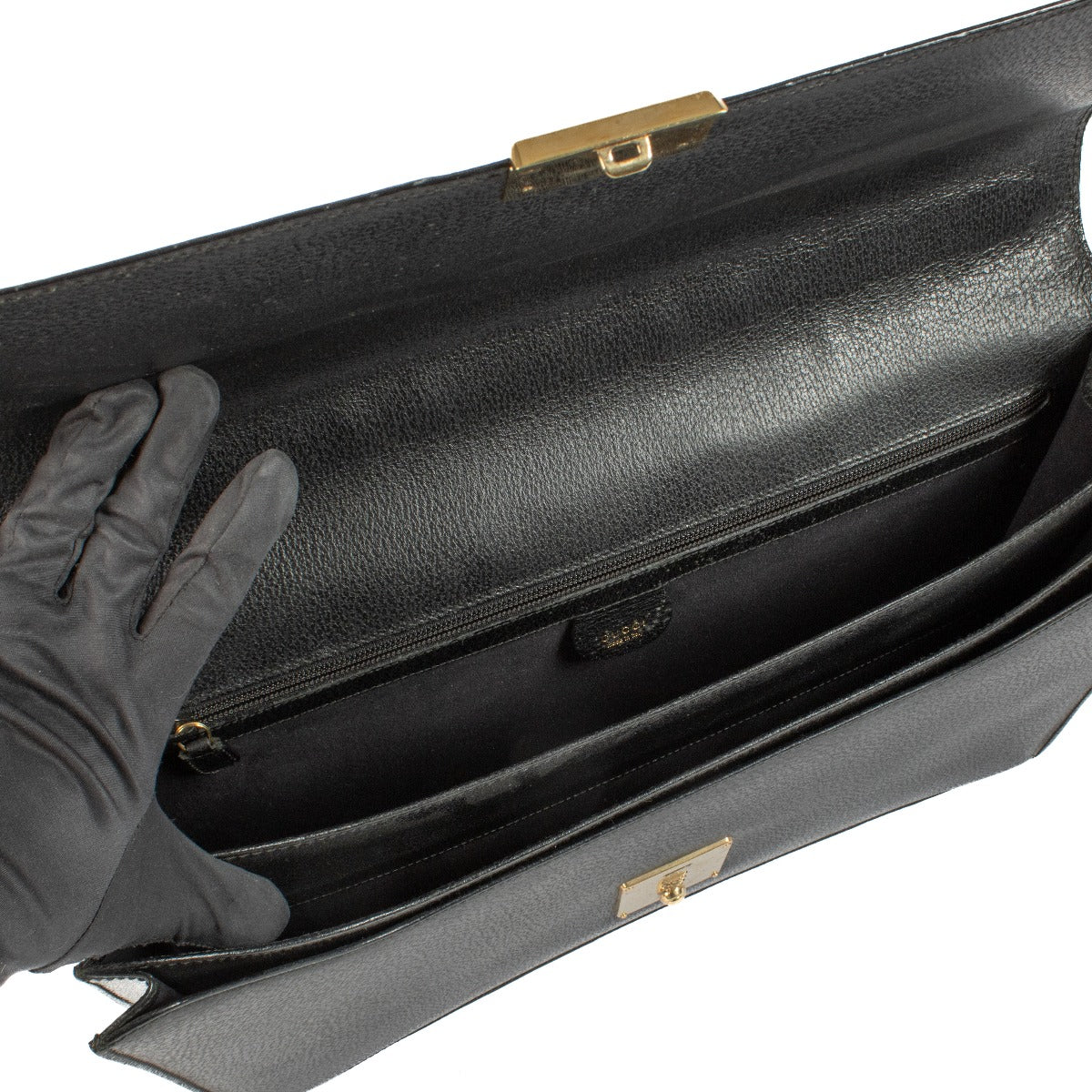 Gucci Black Leather Vintage Briefcase