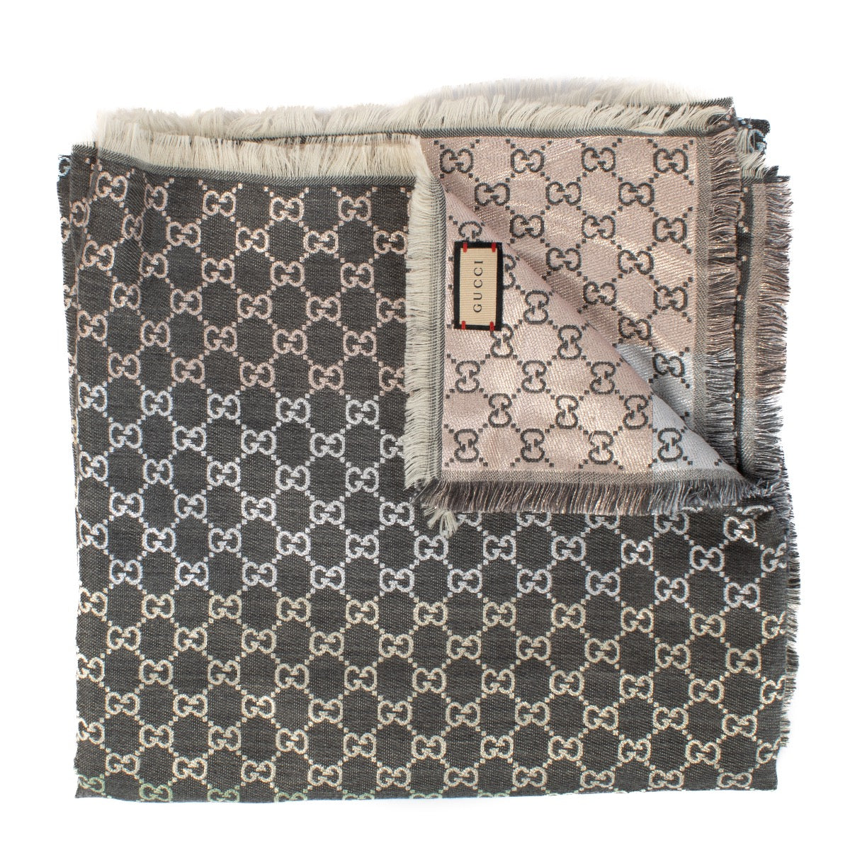Shop 100% authentic Gucci Grey Multicolor Monogram Scarf at Labellov.com.