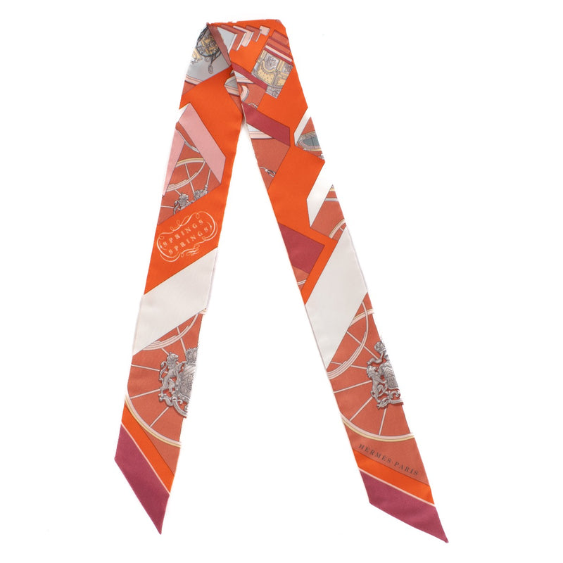 Shop safe online at Labellov in Antwerp, Brussels and Knokke this 100% authentic second hand Hermès Multicolor Springs Springs Silk Twilly