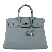 Hermès 2012 Birkin 35 Bleu Lin Taurillon Clemence PHW