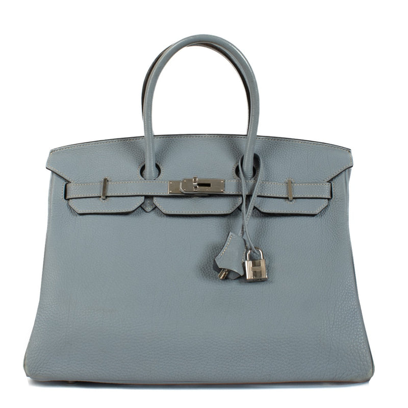 Hermès 2012 Birkin 35 Bleu Lin Taurillon Clemence PHW