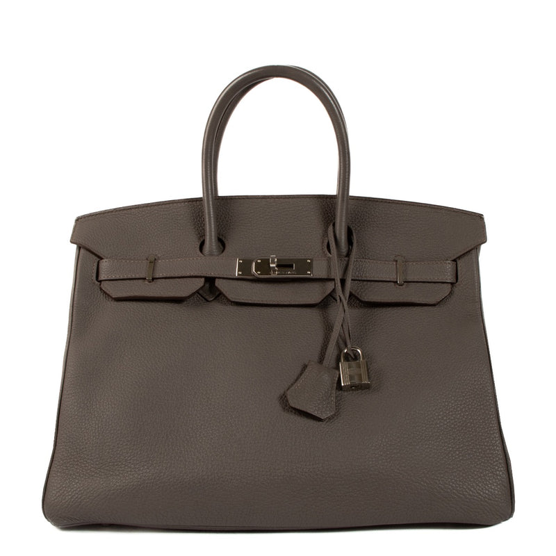shop 100% authentic second hand Hermès Birkin 35 Etain Togo PHW on Labellov.com