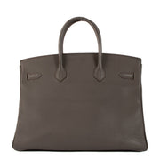 shop 100% authentic second hand Hermès Birkin 35 Etain Togo PHW on Labellov.com
