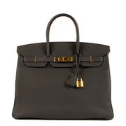 Authentic second hand Hermès Birkin 35 Togo Gris Elephant on www.labellov.com