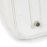 shop 100% authentic second hand Hermès HSS Birkin 35 White Taurillon Clemence Leather & Biscuit Interior PHW on Labellov.com