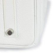 shop 100% authentic second hand Hermès HSS Birkin 35 White Taurillon Clemence Leather & Biscuit Interior PHW on Labellov.com