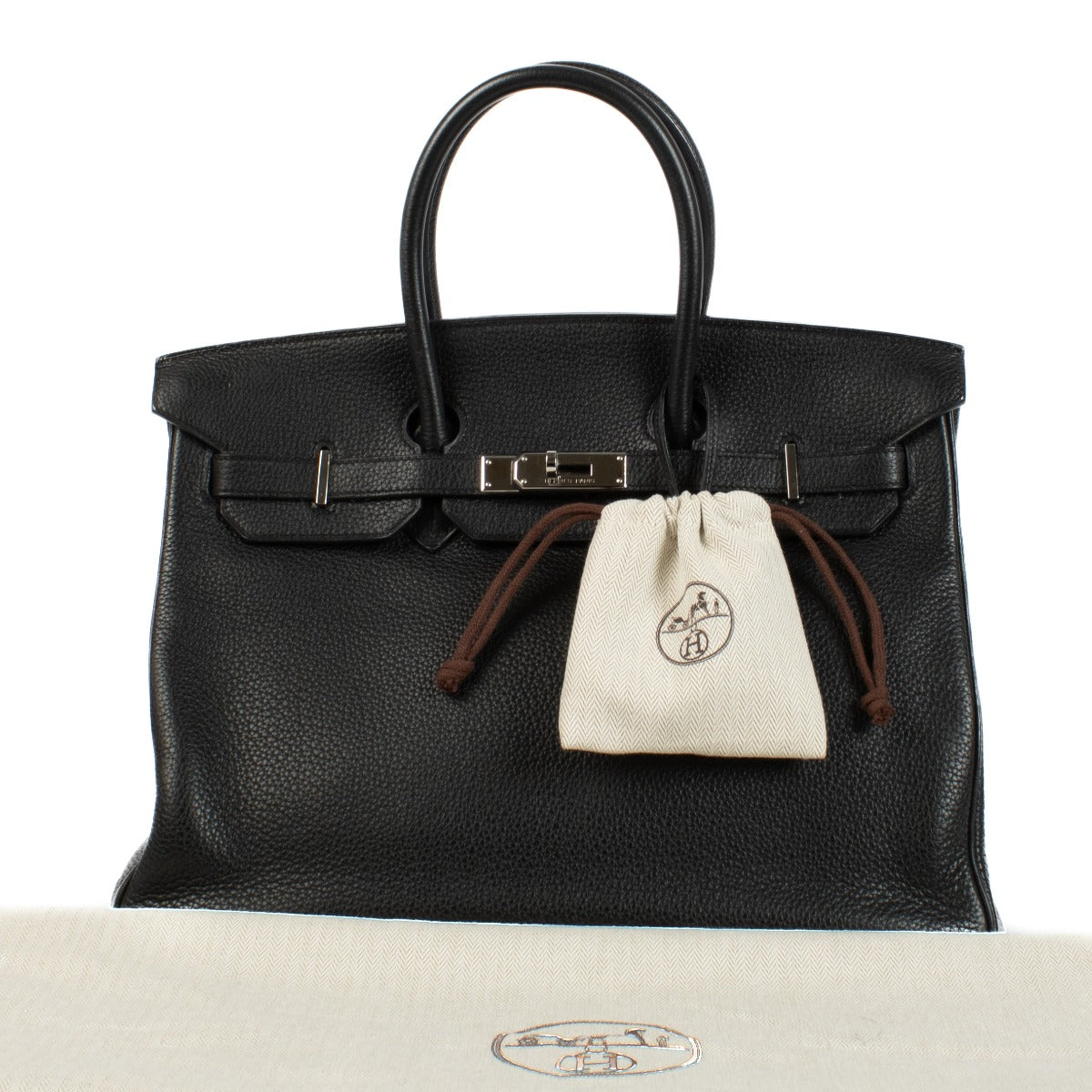 Authentic second hand vintage Hermès Birkin 35 Black Togo Palladium Hardware on www.labellov.com