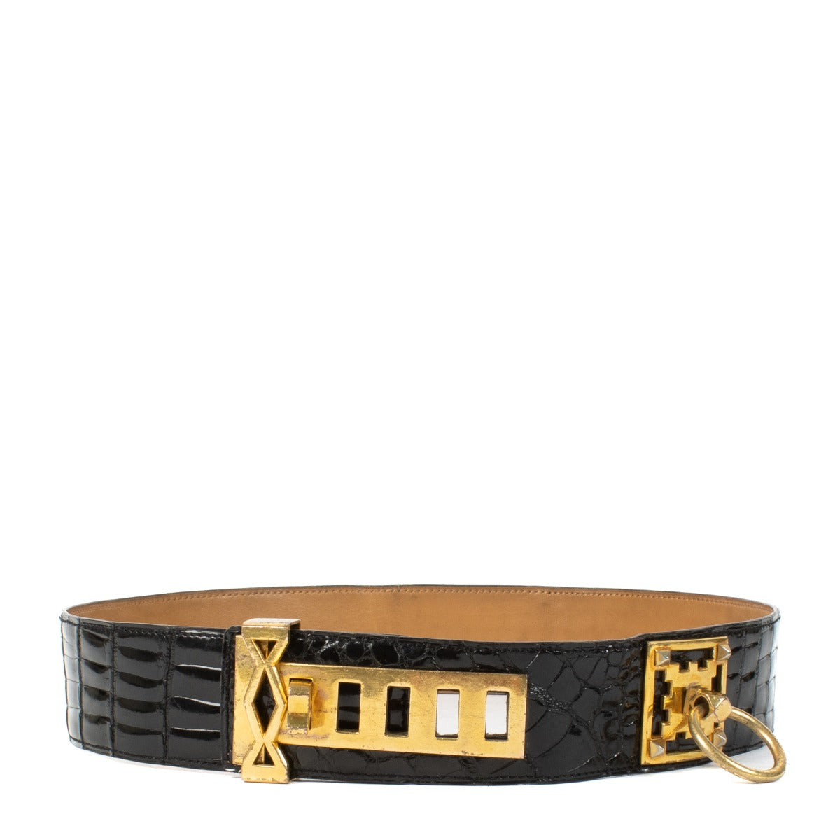 Shop 100% authentic Hermès Black Shiny Crocodile Collier De Chien Ferronnerie Belt - size 75 at Labellov.com.