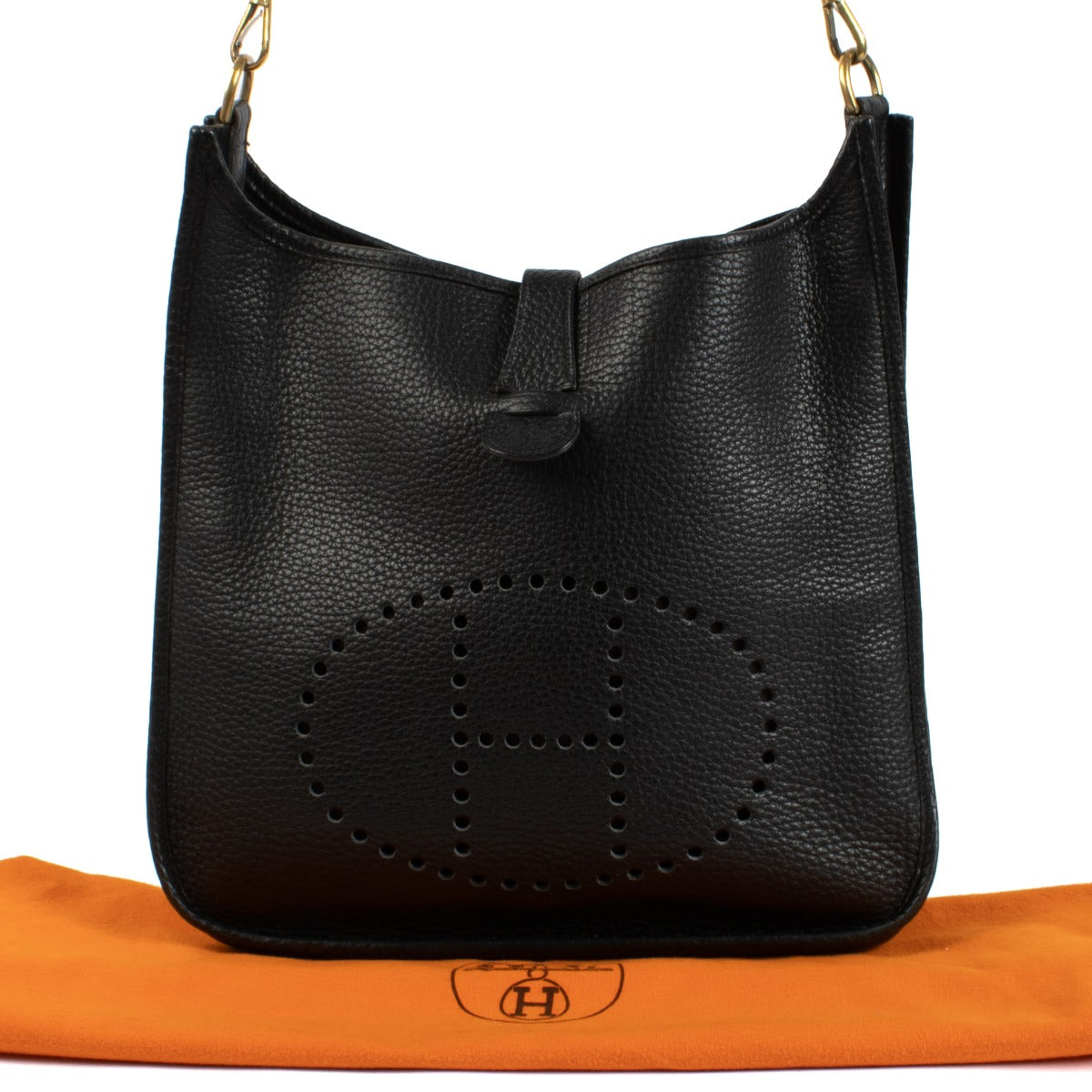 Shop authentic second hand luxury designer Hermès Vintage Evelyne 33 Black Taurillon Clemence GHW on www.labellov.com