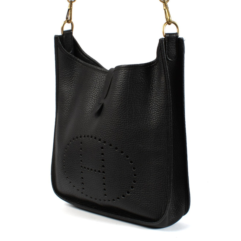 Hermès Vintage Evelyne 33 Black Taurillon Clemence GHW