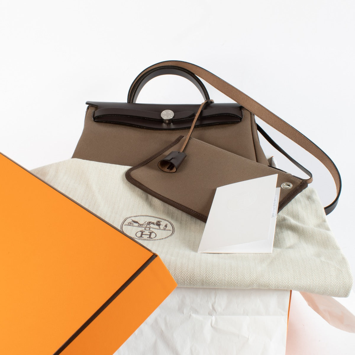 Hermès Herbag Zip 31 Tilt Etoupe/Ebene Toile Officier/Hunter PHW
