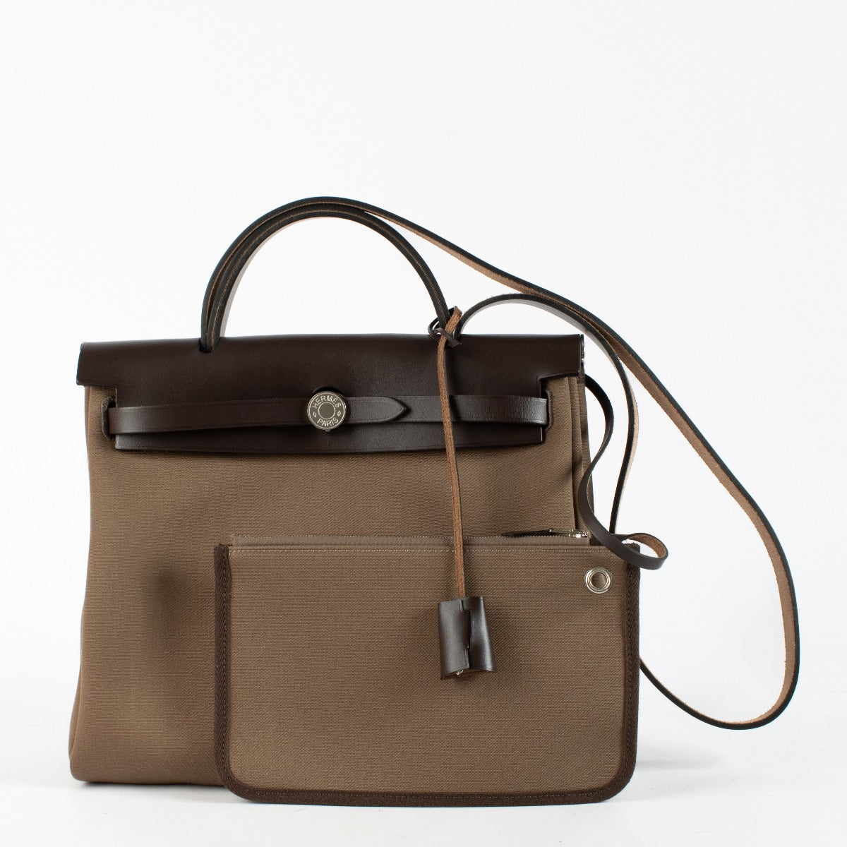 Hermès Herbag Zip 31 Tilt Etoupe/Ebene Toile Officier/Hunter PHW