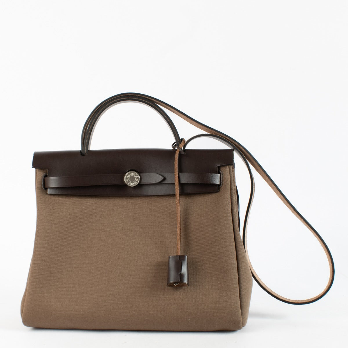 Hermès Herbag Zip 31 Tilt Etoupe/Ebene Toile Officier/Hunter PHW