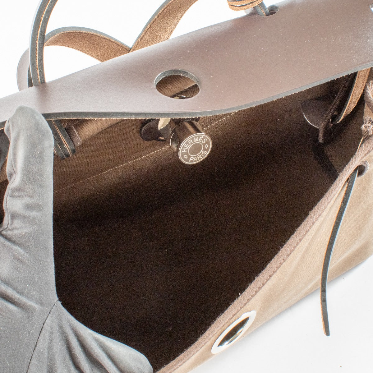 Hermès Herbag Zip 31 Tilt Etoupe/Ebene Toile Officier/Hunter PHW