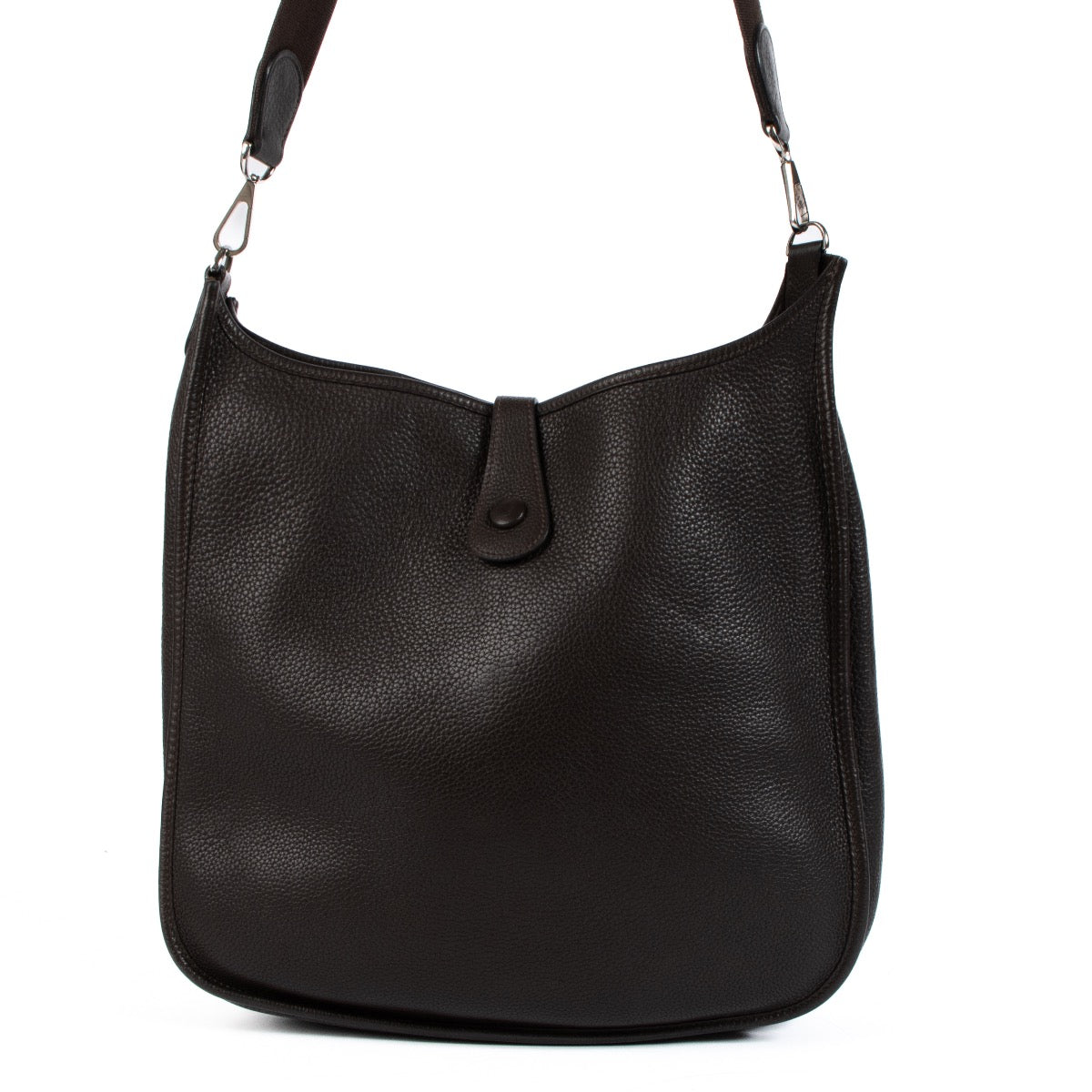 Shop authentic second hand vintage designer Hermès 2008 Evelyn 33 Chocolat Taurillon Clemence on www.labellov.com