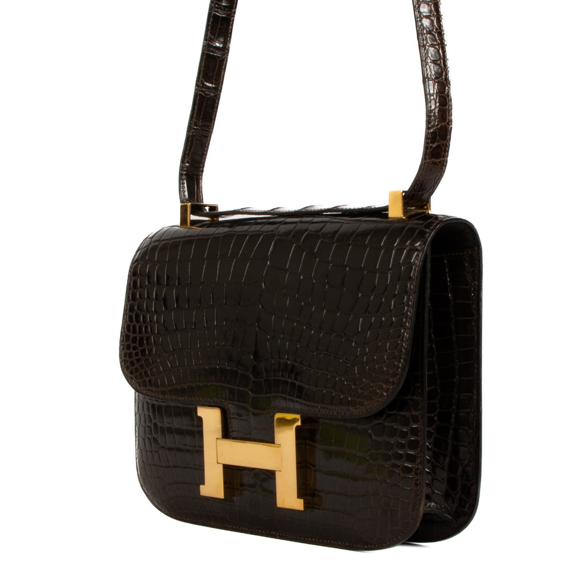 Hermès Constance 23 Brown Shiny Crocodile Porosus