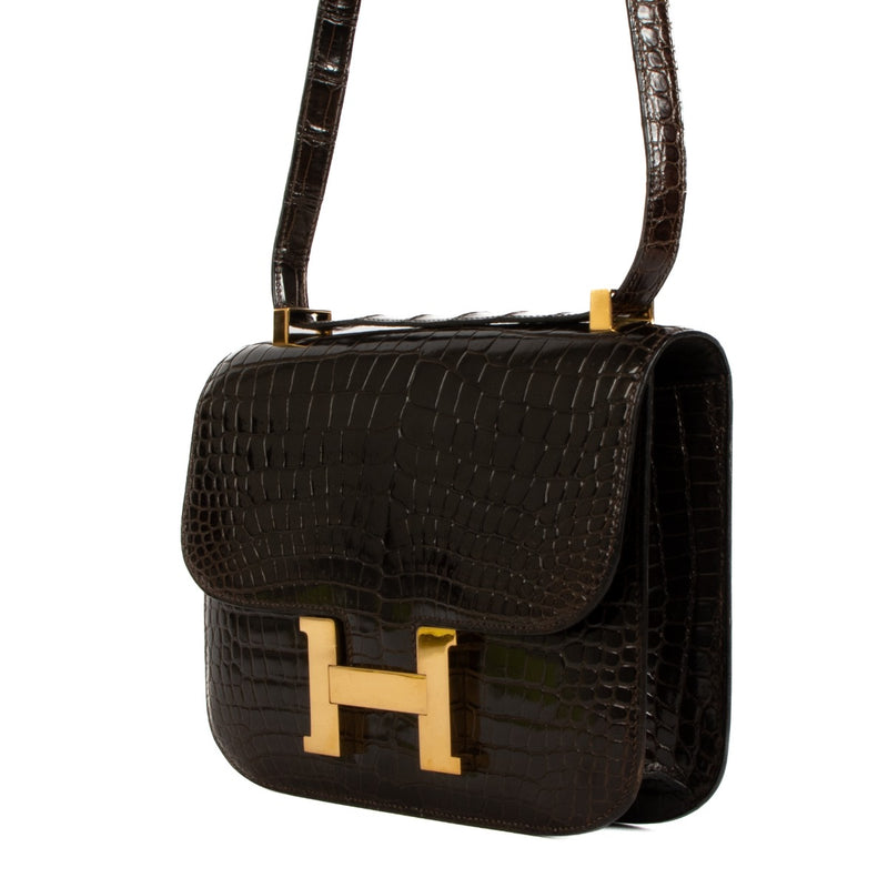 Hermès Constance 23 Brown Shiny Crocodile Porosus