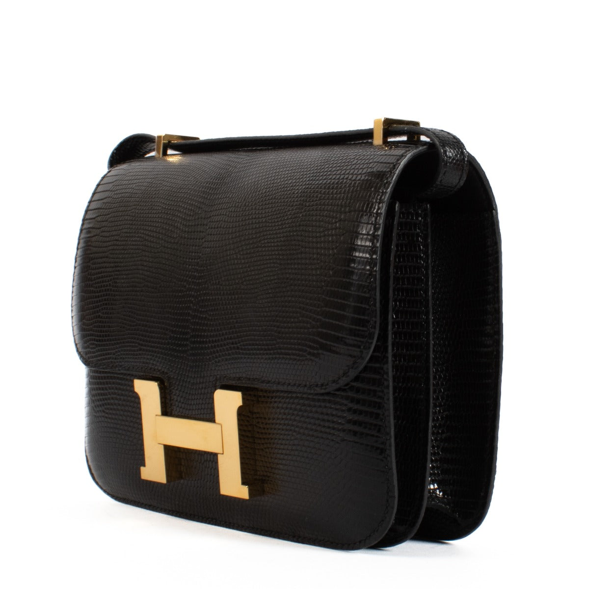 Hermès Constance Mini 18 Lezard Noir Brillant GHW