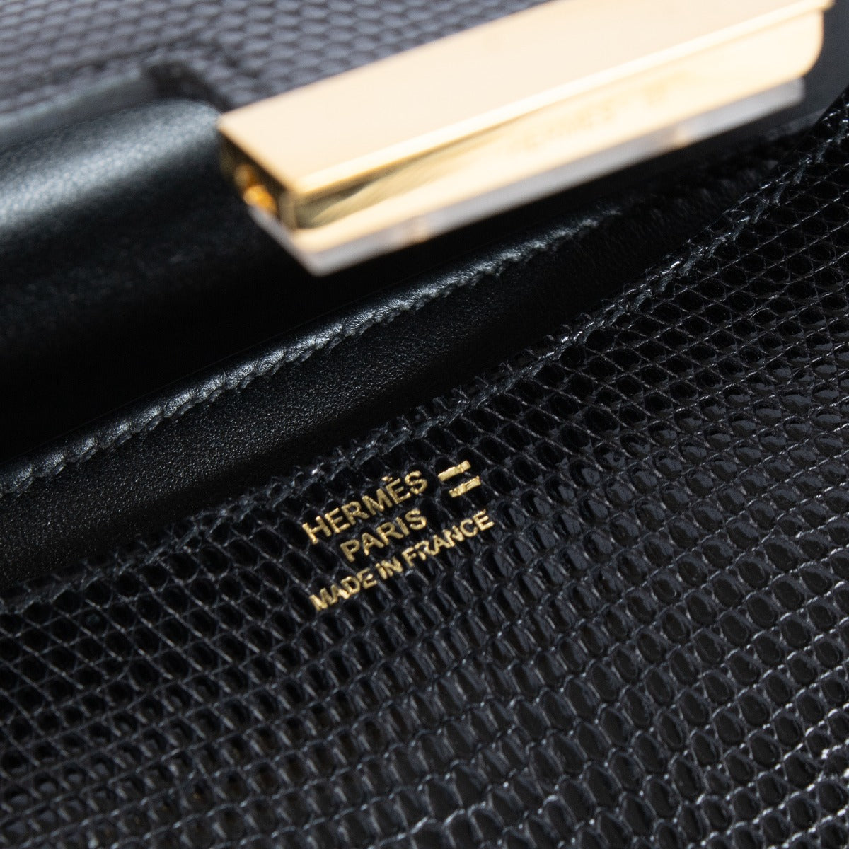 Hermès Constance Mini 18 Lezard Noir Brillant GHW