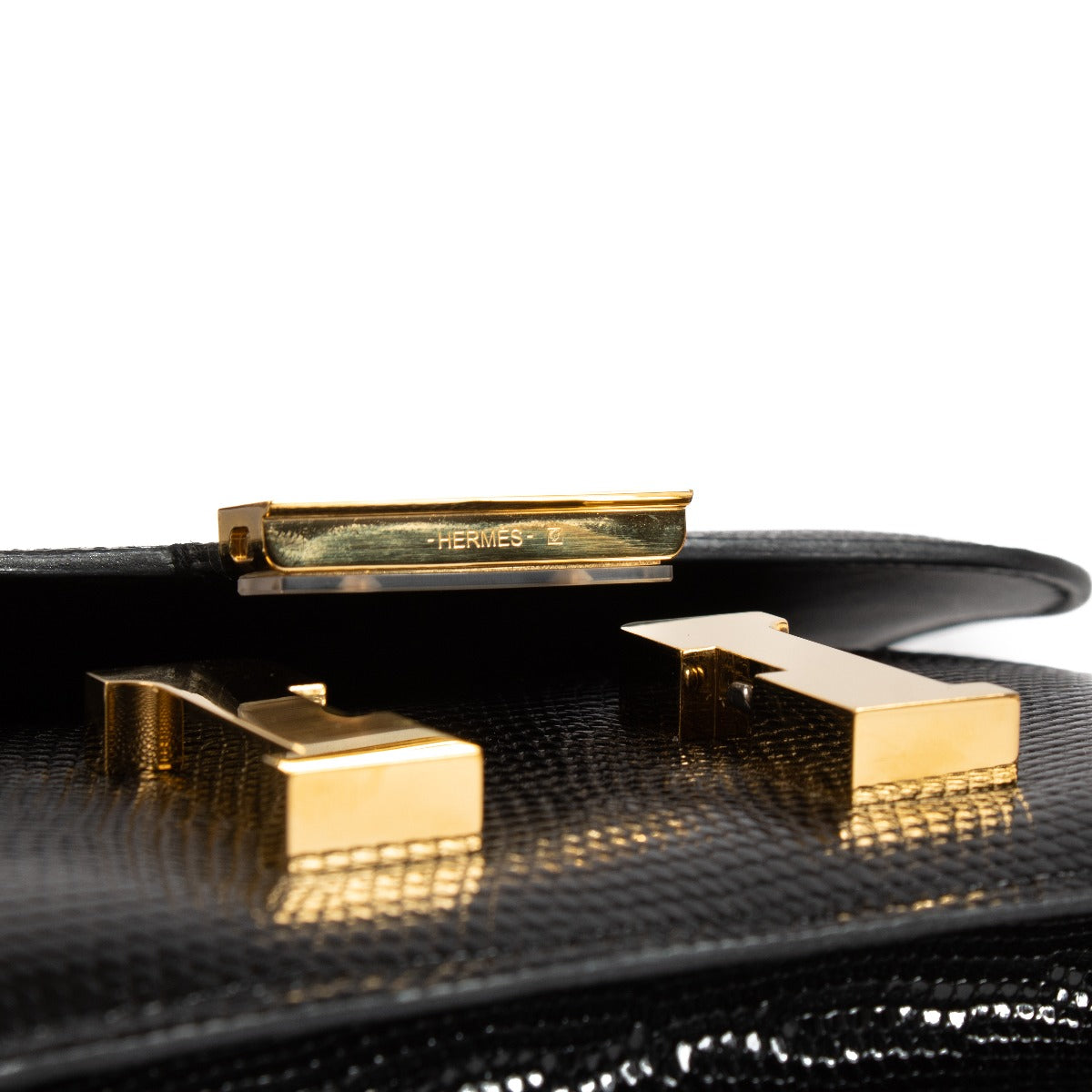 Hermès Constance Mini 18 Lezard Noir Brillant GHW